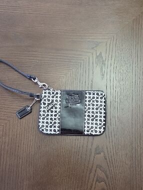 Coach Black & White Signature Wristlet With Hangtag